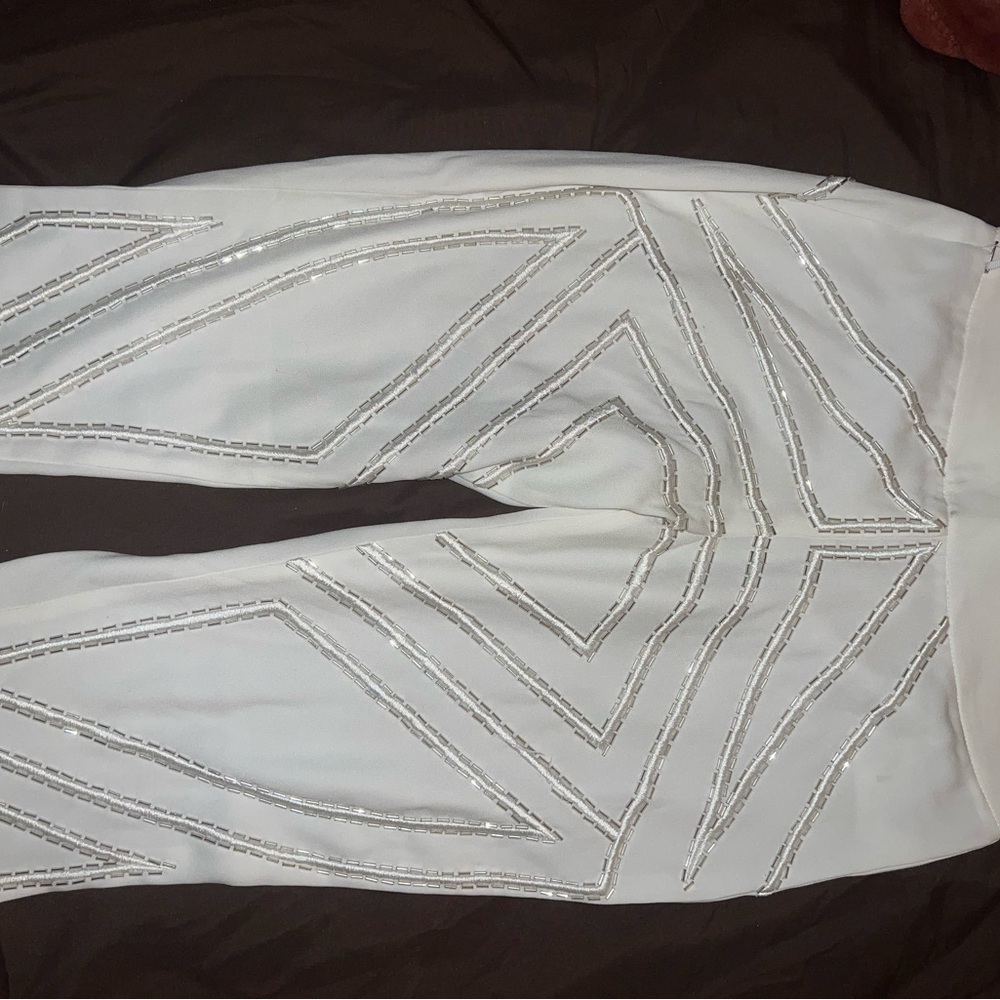 White Embellished Women's Pants